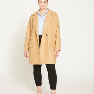 BNWT Universal Standard Peak Lapel Tailored Wool Coat size XS in Cafe Au Lait